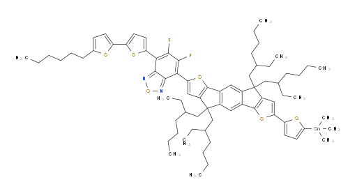 5,6-difluoro-4-(5'-hexyl-[2,2'-bithiophen]-5-yl)-7-(4,4,9,9-tetrakis(2-ethylhexyl)-7-(5-(trimethylstannyl)thiophen-2-yl)-4,9-dihydro-s-indaceno[1,2-b:5,6-b']dithiophen-2-yl)benzo[c][1,2,5]thiadiazole