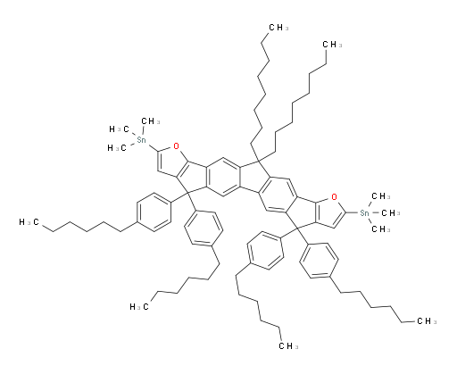 1,1′-[4,4,7,7-Tetrakis(4-hexylphenyl)-7,12-dihydro-12,12-dioctyl-4H-fluoreno[3′′,2′′:4,5;6′′,7′′:4′,5′]dicyclopenta[1,2-b:1′,2′-b′]difuran-2,9-diyl]bis[1,1,1-trimethylstannane]