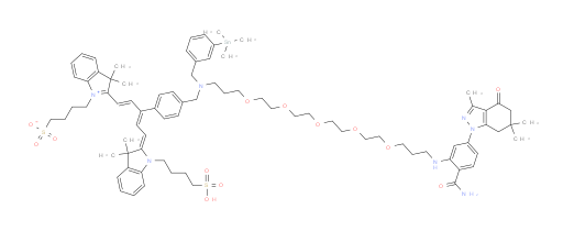 4-(2-((1E,3Z,5E)-3-(4-(21-((2-carbamoyl-5-(3,6,6-trimethyl-4-oxo-4,5,6,7-tetrahydro-1H-indazol-1-yl)phenyl)amino)-2-(3-(trimethylstannyl)benzyl)-6,9,12,15,18-pentaoxa-2-azahenicosyl)phenyl)-5-(3,3-dimethyl-1-(4-sulfobutyl)indolin-2-ylidene)penta-1,3-dien-1-yl)-3,3-dimethyl-3H-indol-1-ium-1-yl)butane-1-sulfonate
