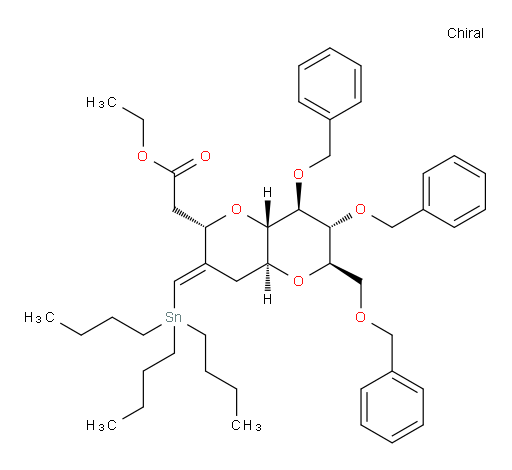 ethyl 2-((2S,4aS,6R,7R,8S,8aS,E)-7,8-bis(benzyloxy)-6-((benzyloxy)methyl)-3-((tributylstannyl)methylene)octahydropyrano[3,2-b]pyran-2-yl)acetate