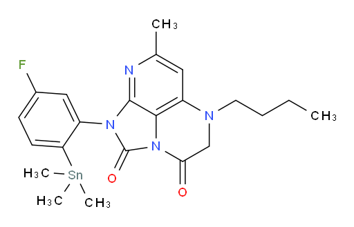 5-butyl-1-(5-fluoro-2-(trimethylstannyl)phenyl)-7-methyl-4,5-dihydro-1H-1,2a,5,8-tetraazaacenaphthylene-2,3-dione