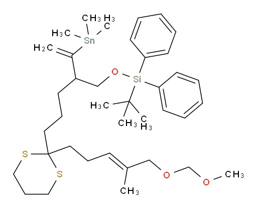 (E)-叔丁基((5-(2-(5-(甲氧基甲氧基)-4-甲基戊-3-烯-1-基)-1,3-二硫杂环己烷-2-基)-2-(1-(三甲基锡基)乙烯基)戊基)氧基)二苯基硅烷