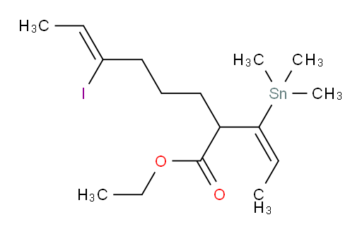 (Z)-乙基 6-碘-2-((E)-1-(三甲基锡基)丙烯-1-基)辛-6-烯酸酯