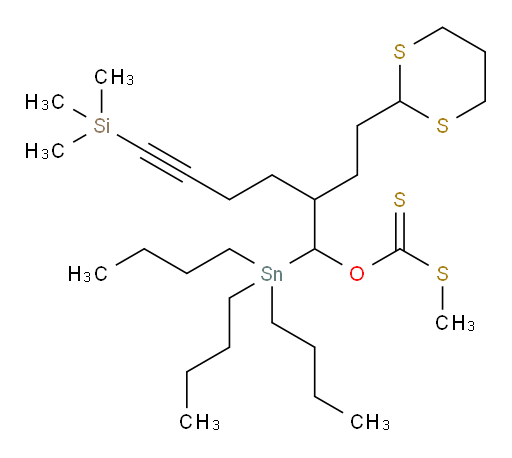O-(2-(2-(1,3-二硫杂环己烷-2-基)乙基)-1-(三丁基锡基)-6-(三甲基硅基)己-5-炔-1-基) S-甲基 二硫代甲酸酯