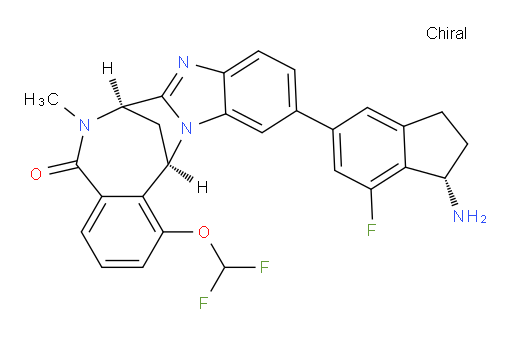 (7R,14R)-11-[(1S)-1-amino-7-fluoro-2,3-dihydro-1H-inden-5-yl]-1-(difluoromethoxy)-6,7-dihydro-6-methyl-7,14-Methanobenzimidazo[1,2-b][2,5]benzodiazocin-5(14H)--one
