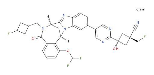 (1R,3r)-3-(5-((7R,14R)-1-(difluoromethoxy)-6-((3-fluorocyclobutyl)methyl)-5-oxo-5,6,7,14-tetrahydro-7,14-methanobenzo[f]benzo[4,5]imidazo[1,2-a][1,4]diazocin-11-yl)pyrimidin-2-yl)-1-(fluoromethyl)-3-hydroxycyclobutanecarbonitrile