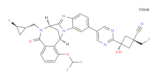 (1R,3r)-3-(5-((7R,14R)-1-(difluoromethoxy)-6-(((1S,2R)-2-fluorocyclopropyl)methyl)-5-oxo-5,6,7,14-tetrahydro-7,14-methanobenzo[f]benzo[4,5]imidazo[1,2-a][1,4]diazocin-11-yl)pyrimidin-2-yl)-1-(fluoromethyl)-3-hydroxycyclobutanecarbonitrile