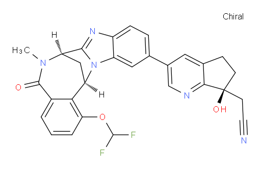 2-((S)-3-((7R,14R)-1-(difluoromethoxy)-6-methyl-5-oxo-5,6,7,14-tetrahydro-7,14-methanobenzo[f]benzo[4,5]imidazo[1,2-a][1,4]diazocin-11-yl)-7-hydroxy-6,7-dihydro-5H-cyclopenta[b]pyridin-7-yl)acetonitrile