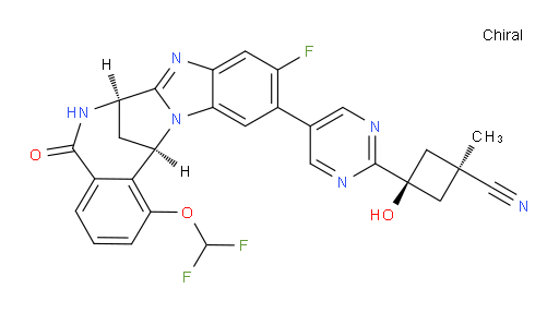 cis-3-[5-[(7R,14R)-1-(Difluoromethoxy)-10-fluoro-5,6,7,14-tetrahydro-5-oxo-7,14-methanobenzimidazo[1,2-b][2,5]benzodiazocin-11-yl]pyrimidin-2-yl]-3-hydroxy-1-methylcyclobutane-carbonitrile