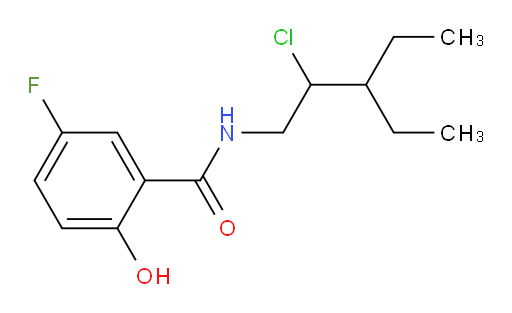 N-(2-chloro-3-ethylpentyl)-5-fluoro-2-hydroxybenzamide