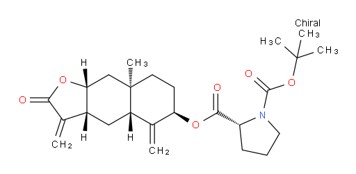 (R)-1-tert-butyl 2-((3aR,4aR,6R,8aR,9aR)-8a-methyl-3,5-dimethylene-2-oxododecahydronaphtho[2,3-b]furan-6-yl) pyrrolidine-1,2-dicarboxylate