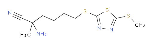 2-amino-2-methyl-6-((5-(methylthio)-1,3,4-thiadiazol-2-yl)thio)hexanenitrile