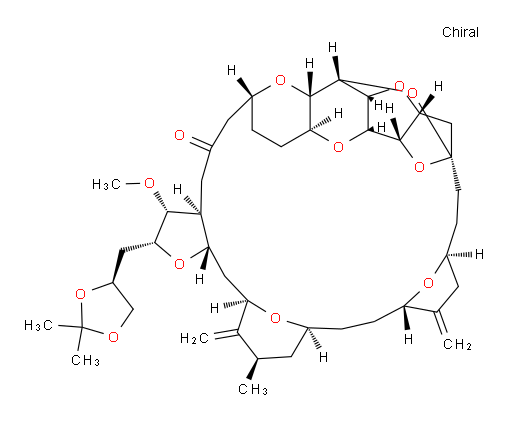 (2R,3R,3aS,7R,8aS,9S,10aR,11S,12R,13aR,13bS,15S,18S,21S,24S,26R,28R,29aS)-2-[[(4S)-2,2-Dimethyl-1,3-dioxolan-4-yl]methyl]hexacosahydro-3-methoxy-26-methyl-20,27-bis(methylene)-11,15:18,21:24,28-triepoxy-7,9-ethano-12,15-methano-9H,15H-furo[3,2-i]furo[2′,3′:5,6]pyrano[4,3-b][1,4]dioxacyclopentacosin-5(4H)-one (ACI)