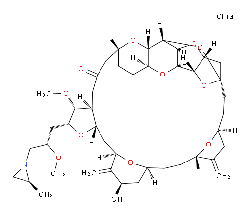 (2R,3R,3aS,7R,8aS,9S,10aR,11S,12R,13aR,13bS,15S,18S,21S,24S,26R,28R,29aS)-Hexacosahydro-3-methoxy-2-[(2S)-2-methoxy-3-[(2S)-2-methyl-1-aziridinyl]propyl]-26-methyl-20,27-bis(methylene)-11,15:18,21:24,28-triepoxy-7,9-ethano-12,15-methano-9H,15H-furo[3,2-i]furo[2′,3′:5,6]pyrano[4,3-b][1,4]dioxacyclopentacosin-5(4H)-one (ACI)
