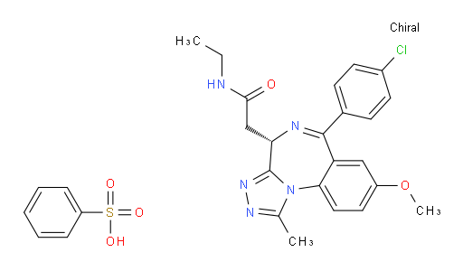 4H-[1,2,4]Triazolo[4,3-a][1,4]benzodiazepine-4-acetamide, 6-(4-chlorophenyl)-N-ethyl-8-methoxy-1-methyl-, (4S)-, benzenesulfonate (1:1) (ACI)