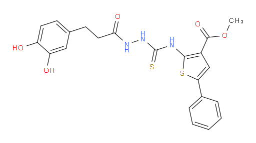 Methyl 2-[[[2-[3-(3,4-dihydroxyphenyl)-1-oxopropyl]hydrazinyl]thioxomethyl]amino]-5-phenyl-3-thiophenecarboxylate (ACI)