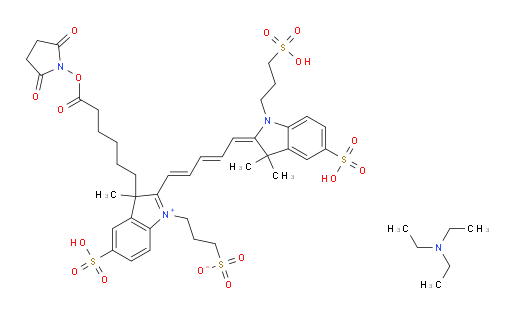 3H-Indolium, 2-[5-[1,3-dihydro-3,3-dimethyl-5-sulfo-1-(3-sulfopropyl)-2H-indol-2-ylidene]-1,3-pentadien-1-yl]-3-[6-[(2,5-dioxo-1-pyrrolidinyl)oxy]-6-oxohexyl]-3-methyl-5-sulfo-1-(3-sulfopropyl)-, inner salt, compd. with N,N-diethylethanamine (1:3) (ACI)
