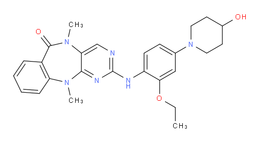 2-[[2-Ethoxy-4-(4-hydroxy-1-piperidinyl)phenyl]amino]-5,11-dihydro-5,11-dimethyl-6H-pyrimido[4,5-b][1,4]benzodiazepin-6-one (ACI)