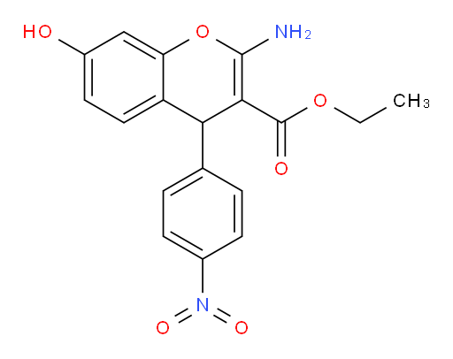 Ethyl 2-amino-7-hydroxy-4-(4-nitrophenyl)-4H-1-benzopyran-3-carboxylate (ACI)