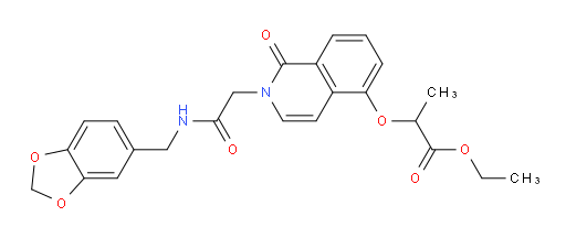Ethyl 2-[[2-[2-[(1,3-benzodioxol-5-ylmethyl)amino]-2-oxoethyl]-1,2-dihydro-1-oxo-5-isoquinolinyl]oxy]propanoate (ACI)