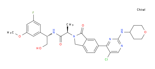 (αR)-6-[5-Chloro-2-[(tetrahydro-2H-pyran-4-yl)amino]-4-pyrimidinyl]-N-[(1S)-1-(3-fluoro-5-methoxyphenyl)-2-hydroxyethyl]-1,3-dihydro-α-methyl-1-oxo-2H-isoindole-2-acetamide (ACI)