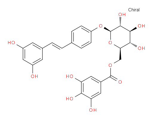 4-[(1E)-2-(3,5-Dihydroxyphenyl)ethenyl]phenyl β-D-glucopyranoside 6-(3,4,5-trihydroxybenzoate) (ACI)