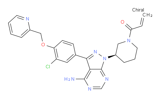 1-[(3R)-3-[4-Amino-3-[3-chloro-4-(2-pyridinylmethoxy)phenyl]-1H-pyrazolo[3,4-d]pyrimidin-1-yl]-1-piperidinyl]-2-propen-1-one (ACI)