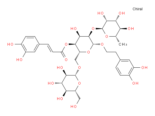 β-D-Allopyranoside, 2-(3,4-dihydroxyphenyl)ethyl O-6-deoxy-α-L-mannopyranosyl-(1→2)-O-[β-D-glucopyranosyl-(1→6)]-, 4-[(2E)-3-(3,4-dihydroxyphenyl)-2-propenoate] (ACI)