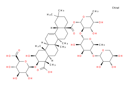 28-(O-β-D-Xylopyranosyl-(1→4)-O-6-deoxy-α-L-mannopyranosyl-(1→2)-6-deoxy-β-D-galactopyranosyl) (2β,3β,4α)-3-(β-D-glucopyranuronosyloxy)-2-hydroxyolean-12-ene-23,28-dioate (ACI)