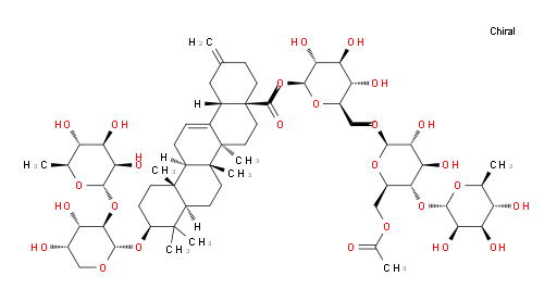 O-6-Deoxy-α-L-mannopyranosyl-(1→4)-O-6-O-acetyl-β-D-glucopyranosyl-(1→6)-β-D-glucopyranosyl (3β)-3-[[2-O-(6-deoxy-α-L-mannopyranosyl)-α-L-arabinopyranosyl]oxy]-30-noroleana-12,20(29)-dien-28-oate (ACI)