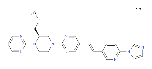 Pyrimidine, 5-[(1E)-2-[6-(1H-imidazol-1-yl)-3-pyridinyl]ethenyl]-2-[(3R)-3-(methoxymethyl)-4-(2-pyrimidinyl)-1-piperazinyl]- (ACI)