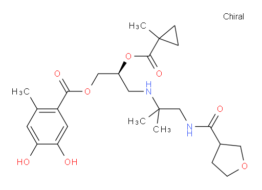 (2S)-3-[[1,1-Dimethyl-2-[[(tetrahydro-3-furanyl)carbonyl]amino]ethyl]amino]-2-[[(1-methylcyclopropyl)carbonyl]oxy]propyl 4,5-dihydroxy-2-methylbenzoate (ACI)