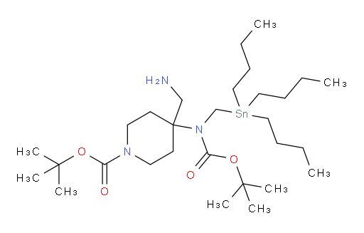 tert-butyl 4-(aminomethyl)-4-{[(tert-butoxy)carbonyl][(tributylstannyl)methyl]amino}piperidine-1-carboxylate
