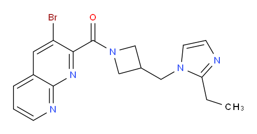 (3-bromo-1,8-naphthyridin-2-yl)(3-((2-ethyl-1H-imidazol-1-yl)methyl)azetidin-1-yl)methanone