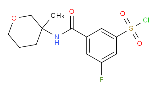 3-fluoro-5-((3-methyltetrahydro-2H-pyran-3-yl)carbamoyl)benzene-1-sulfonyl chloride