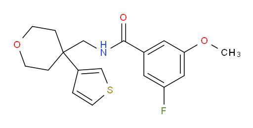 3-fluoro-5-methoxy-N-((4-(thiophen-3-yl)tetrahydro-2H-pyran-4-yl)methyl)benzamide
