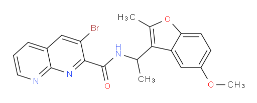 3-bromo-N-(1-(5-methoxy-2-methylbenzofuran-3-yl)ethyl)-1,8-naphthyridine-2-carboxamide