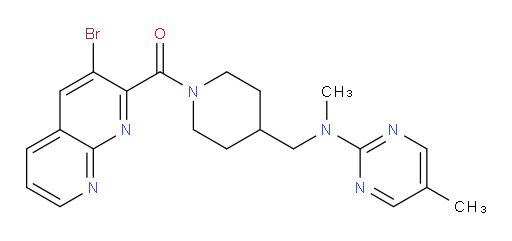 (3-bromo-1,8-naphthyridin-2-yl)(4-((methyl(5-methylpyrimidin-2-yl)amino)methyl)piperidin-1-yl)methanone