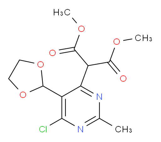dimethyl 2-(6-chloro-5-(1,3-dioxolan-2-yl)-2-methylpyrimidin-4-yl)malonate