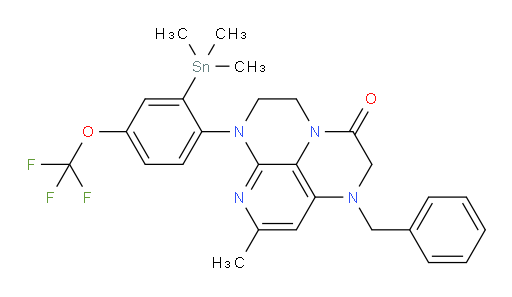 1-benzyl-8-methyl-6-(4-(trifluoromethoxy)-2-(trimethylstannyl)phenyl)-1,2,5,6-tetrahydro-1,3a,6,7-tetraazaphenalen-3(4H)-one
