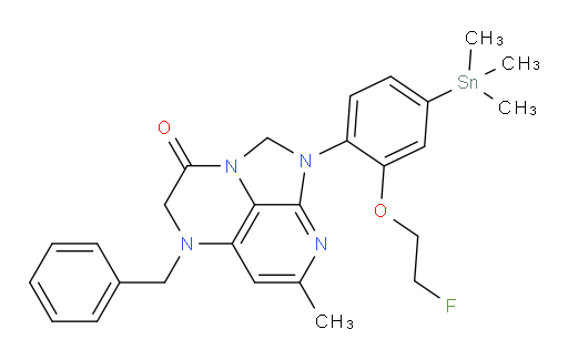 5-benzyl-1-(2-(2-fluoroethoxy)-4-(trimethylstannyl)phenyl)-7-methyl-4,5-dihydro-1H-1,2a,5,8-tetraazaacenaphthylen-3(2H)-one