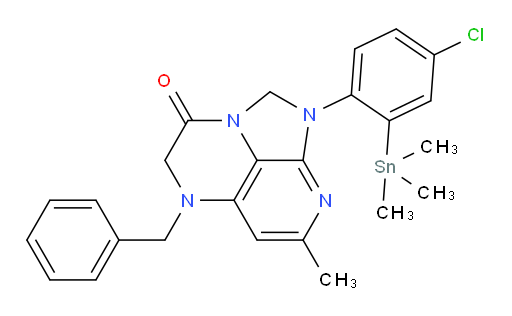5-benzyl-1-(4-chloro-2-(trimethylstannyl)phenyl)-7-methyl-4,5-dihydro-1H-1,2a,5,8-tetraazaacenaphthylen-3(2H)-one