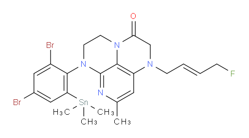 (E)-6-(2,4-dibromo-6-(trimethylstannyl)phenyl)-1-(4-fluorobut-2-en-1-yl)-8-methyl-1,2,5,6-tetrahydro-1,3a,6,7-tetraazaphenalen-3(4H)-one