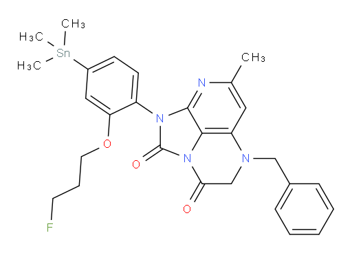 5-benzyl-1-(2-(3-fluoropropoxy)-4-(trimethylstannyl)phenyl)-7-methyl-4,5-dihydro-1H-1,2a,5,8-tetraazaacenaphthylene-2,3-dione