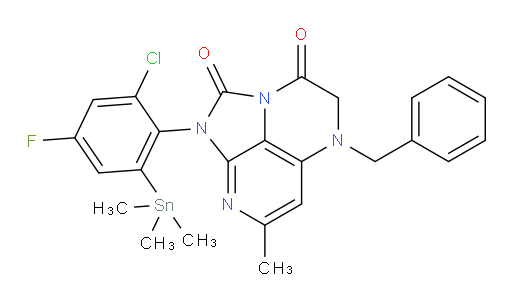 5-benzyl-1-(2-chloro-4-fluoro-6-(trimethylstannyl)phenyl)-7-methyl-4,5-dihydro-1H-1,2a,5,8-tetraazaacenaphthylene-2,3-dione
