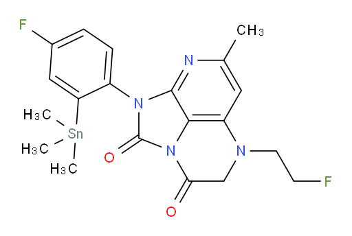 1-(4-fluoro-2-(trimethylstannyl)phenyl)-5-(2-fluoroethyl)-7-methyl-4,5-dihydro-1H-1,2a,5,8-tetraazaacenaphthylene-2,3-dione