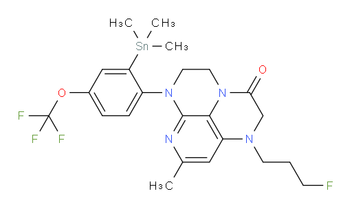 1-(3-fluoropropyl)-8-methyl-6-(4-(trifluoromethoxy)-2-(trimethylstannyl)phenyl)-1,2,5,6-tetrahydro-1,3a,6,7-tetraazaphenalen-3(4H)-one