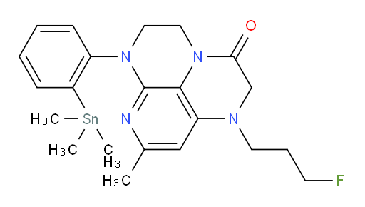 1-(3-fluoropropyl)-8-methyl-6-(2-(trimethylstannyl)phenyl)-1,2,5,6-tetrahydro-1,3a,6,7-tetraazaphenalen-3(4H)-one