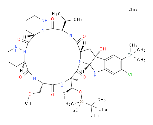 (4aS,10aR,13S,16R,18aS,23bR,24aS,27R)-16-((S)-1-((tert-butyldimethylsilyl)oxy)ethyl)-21-chloro-23b-hydroxy-27-isopropyl-13-(methoxymethyl)-22-(trimethylstannyl)-2,3,4,4a,8,9,10,10a,12,13,15,16,18a,19,24,24a,26,27-octadecahydro-1H-dipyridazino[1'',6'':7',8';1''',6''':10',11'][1,4,7,10,13,16]hexaazacyclooctadecino[1',2':1,5]pyrrolo[2,3-b]indole-5,11,14,17,25,28(7H,23bH)-hexaone