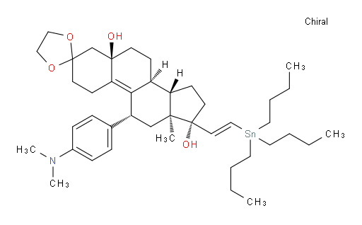 (5R,8S,11R,13S,14S,17R)-11-(4-(dimethylamino)phenyl)-13-methyl-17-((E)-2-(tributylstannyl)vinyl)-1,2,4,5,6,7,8,11,12,13,14,15,16,17-tetradecahydrospiro[cyclopenta[a]phenanthrene-3,2'-[1,3]dioxolane]-5,17-diol